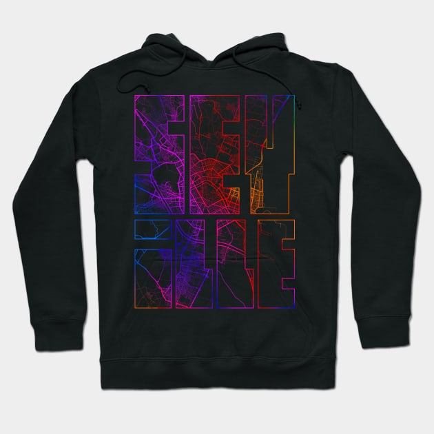 Seville, Spain City Map Typography - Colorful Hoodie by deMAP Studio